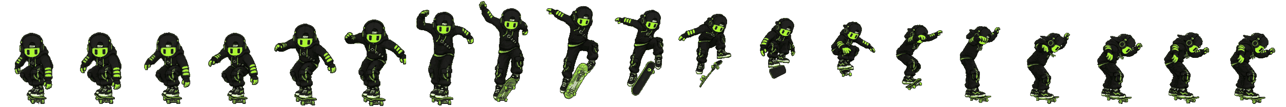 Frontside Flip. Pixel art animated from real footage.