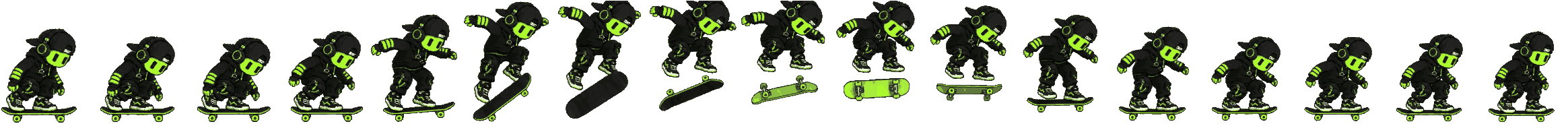 Varial Kickflip. Pixel art animated from real footage.